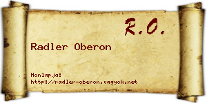 Radler Oberon névjegykártya